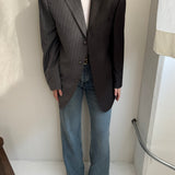 Grey and dark grey warm pinstriped contrasted blazer