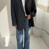 Contrasted blazer in dark grey and blue checkered (Express shipping)