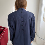Button back blazer in Blue