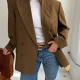 Brown double-breasted Button back blazer