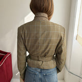 Belted blazer in Yellow checkered