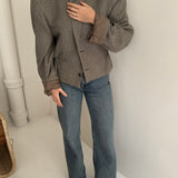 Silk pale grey cinched cropped blazer