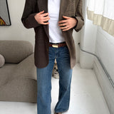 Contrasted blazer in brown Speckered and yellow houndstooth (Express shipping)