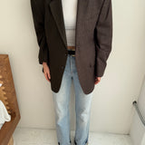 Contrasted blazer in green and brown tones