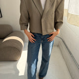 Pale speckered cropped boxy blazer