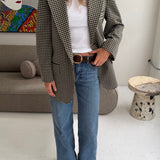 Beautiful houndstooth blazer with green and yellow