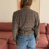 Dark checkered Belted blazer