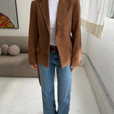 Double belted blazer in corduroy caramel