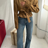Belted blazer in caramel