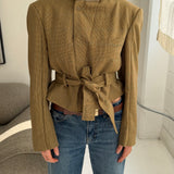 Belted blazer in houndstooth