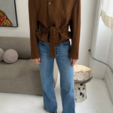 Belted blazer in brown