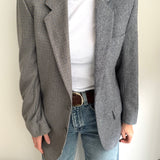 Contrasted blazer in pale blue and grey tones
