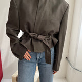 Belted blazer in Green speckered