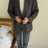 Grey pinstriped button back blazer