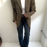 Brown speckered and houndstooth contrasted blazer