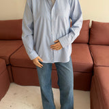 Blue pinstriped contrasted shirt