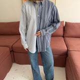 Blue pinstriped contrasted shirt