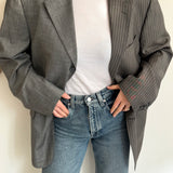 Contrasted blazer in grey pinstripe
