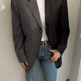 Grey and dark grey warm pinstriped contrasted blazer