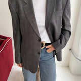 Contrasted blazer in grey houndstooth and checkered (Express shipping)