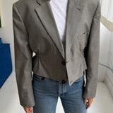 Cinched waist cropped blazer in Houndstooth