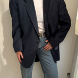 Blue solid and houndstooth contrasted blazer