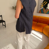 Stunning button back vest in deep blue