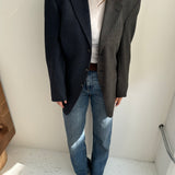 Navy textured two toned blazer