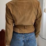 Belted blazer in Khaki corduroy