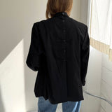 Button back blazer in Black Tux