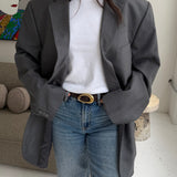 Grey pinstriped Dior blazer