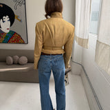 Belted blazer in Yellow lightly checkered
