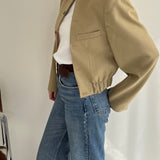 Bomber jacket in beige wool