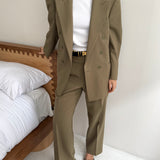 Pale green double breasted suit