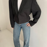 Dark toned cinched cropped blazer