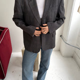 Contrasted blazer in grey houndstooth and checkered (Express shipping)