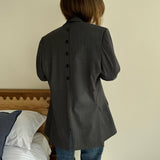 Grey pinstriped button back blazer