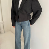 Dark toned cinched cropped blazer