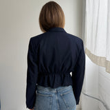 Cinched waist cropped blazer in Navy