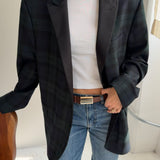 Unique checkered blazer with satin lapel
