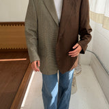 Contrasted blazer in Brown checkered and houndstooth (Express shipping)