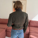 Belted blazer in Green herringbone