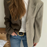 Plaid and speckered contrasted blazer