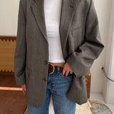 Contrasted blazer in herringbone warm grey and houndstooth (Express shipping)