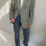 Contrasted blazer in green houndstooth and plaid