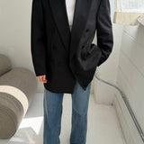 Black double-breasted tuxedo blazer