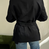 Belted back blazer in black
