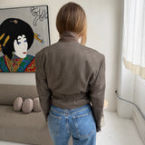 Belted blazer in Textured brown