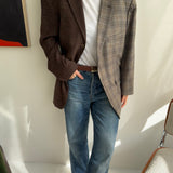 Two toned blazer in grey and chocolate brown