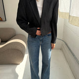 Dark speckered Cinched waist cropped blazer